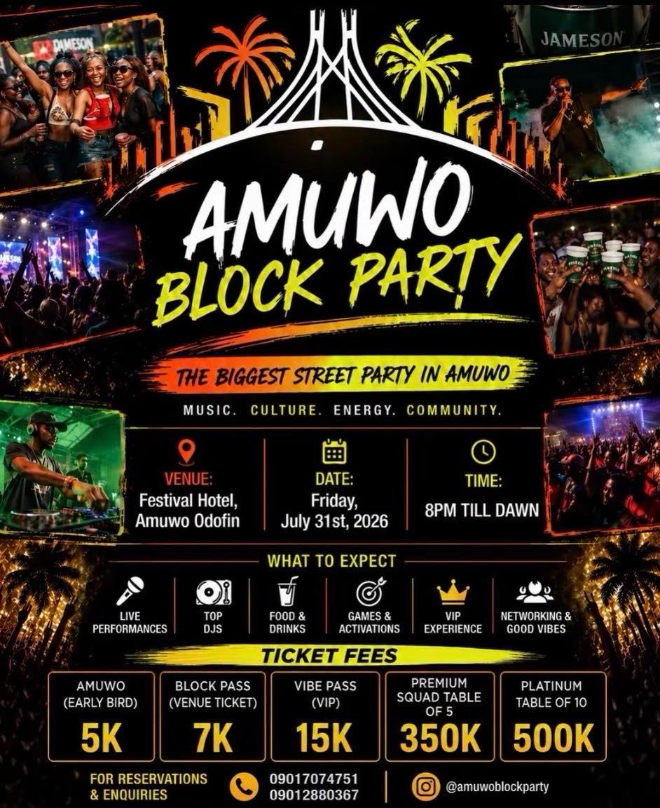 AMUWO BLOCK PARTY in Festac, Lagos on Fri, 31 Jul